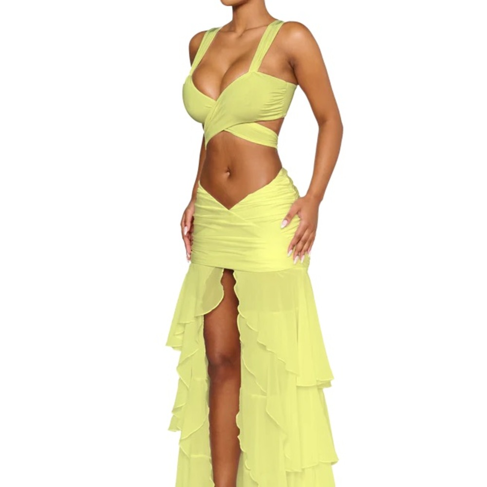 COUCOO Elegant Yellow Skirt Set